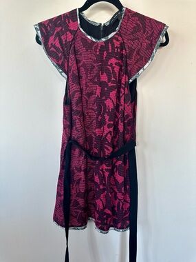 Proenza Schouler + barneys coop Fuchsia and Black Patterned silk shirt